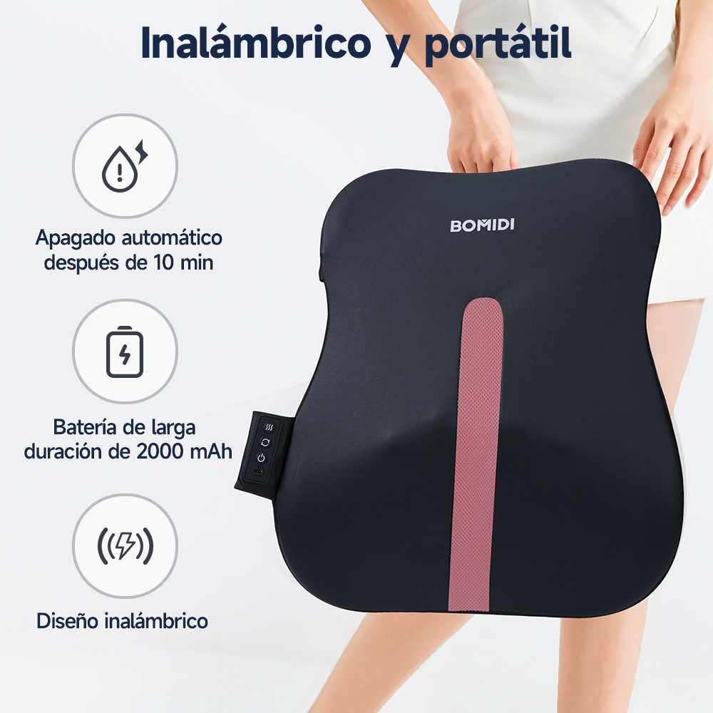 Soporte Masajeador Lumbar Bomidi BM01 | Ergonómico Ultra Delgado | Calor Terapéutico