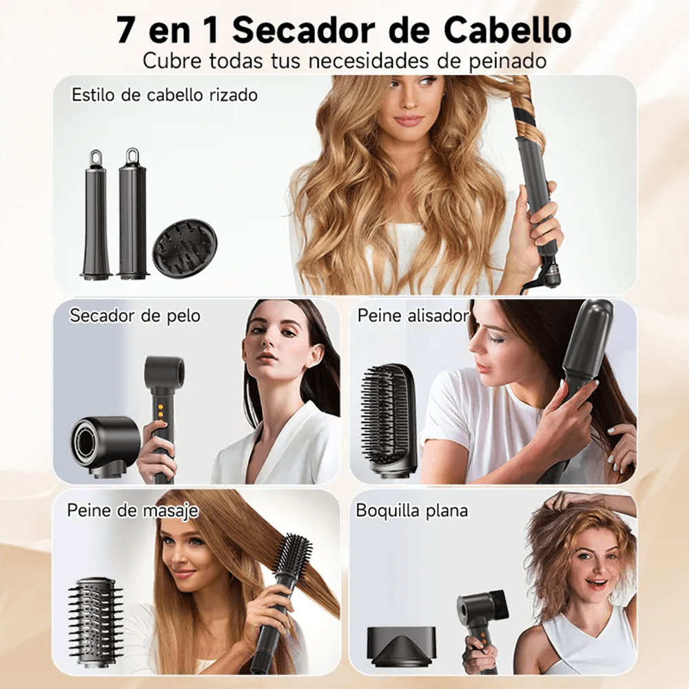 Kit Secadora de Cabello Profesional 7 en 1 con Accesorios – Alta Velocidad HD07