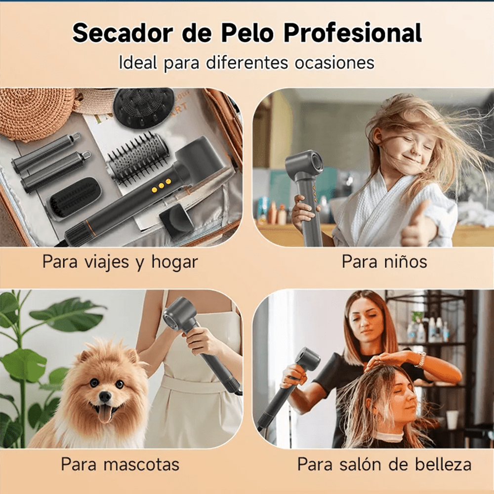 Kit Secadora de Cabello Profesional 7 en 1 con Accesorios – Alta Velocidad HD07