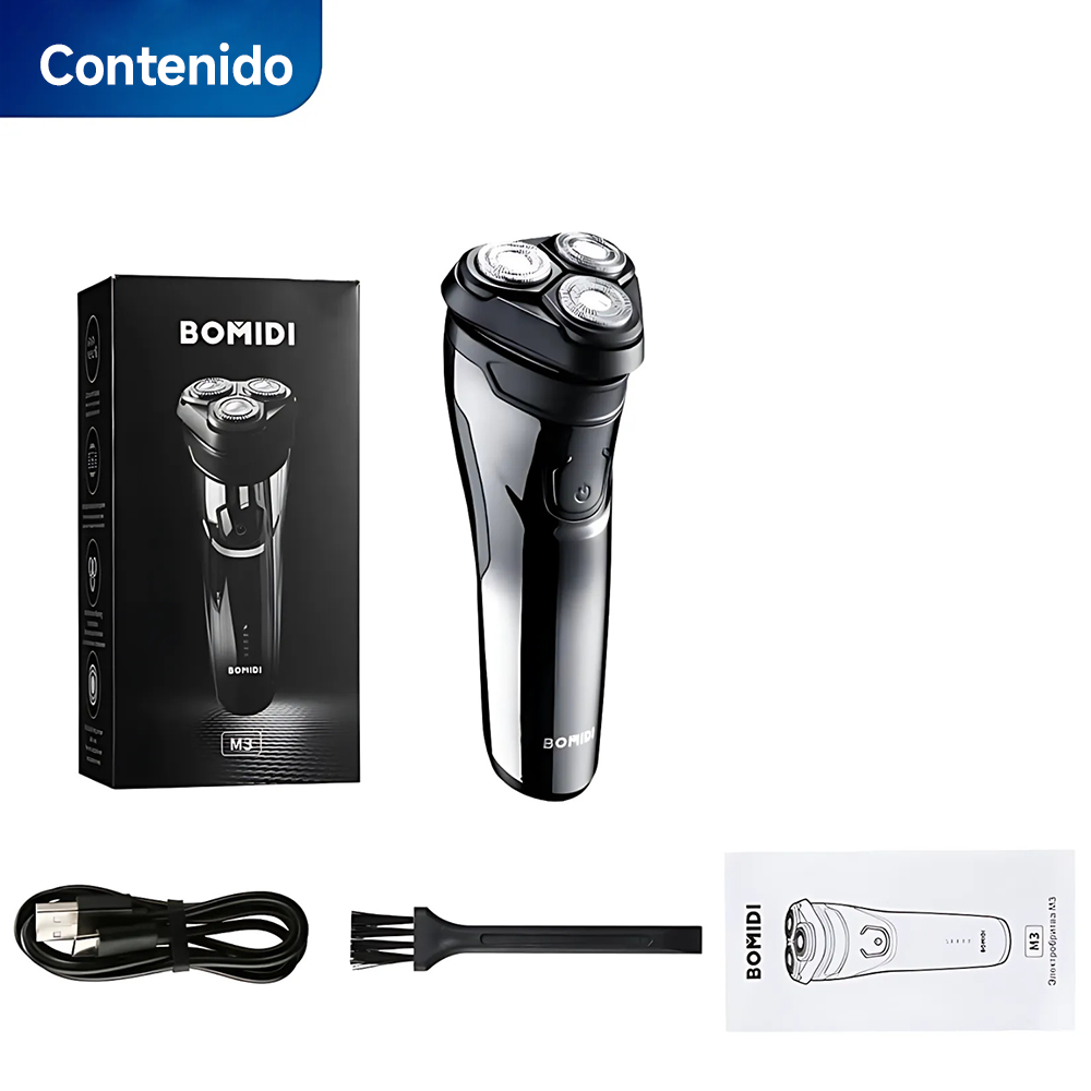 Afeitadora Eléctrica M3 Bomidi | Negro | Recargable 600 mAh