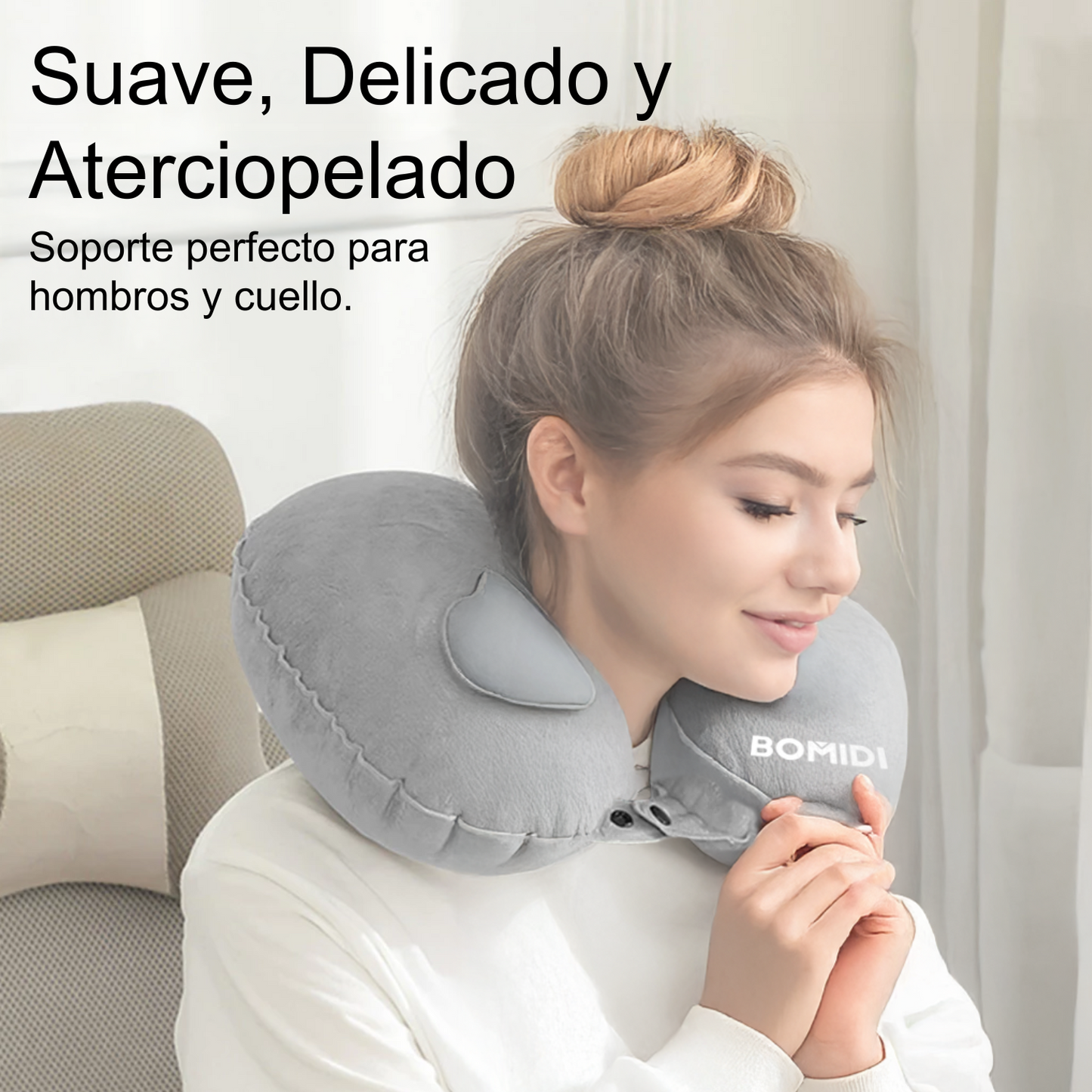 Masajeador de Pies FM2 Azul + Almohada De Cuello Inflable Bomidi U02 Gris