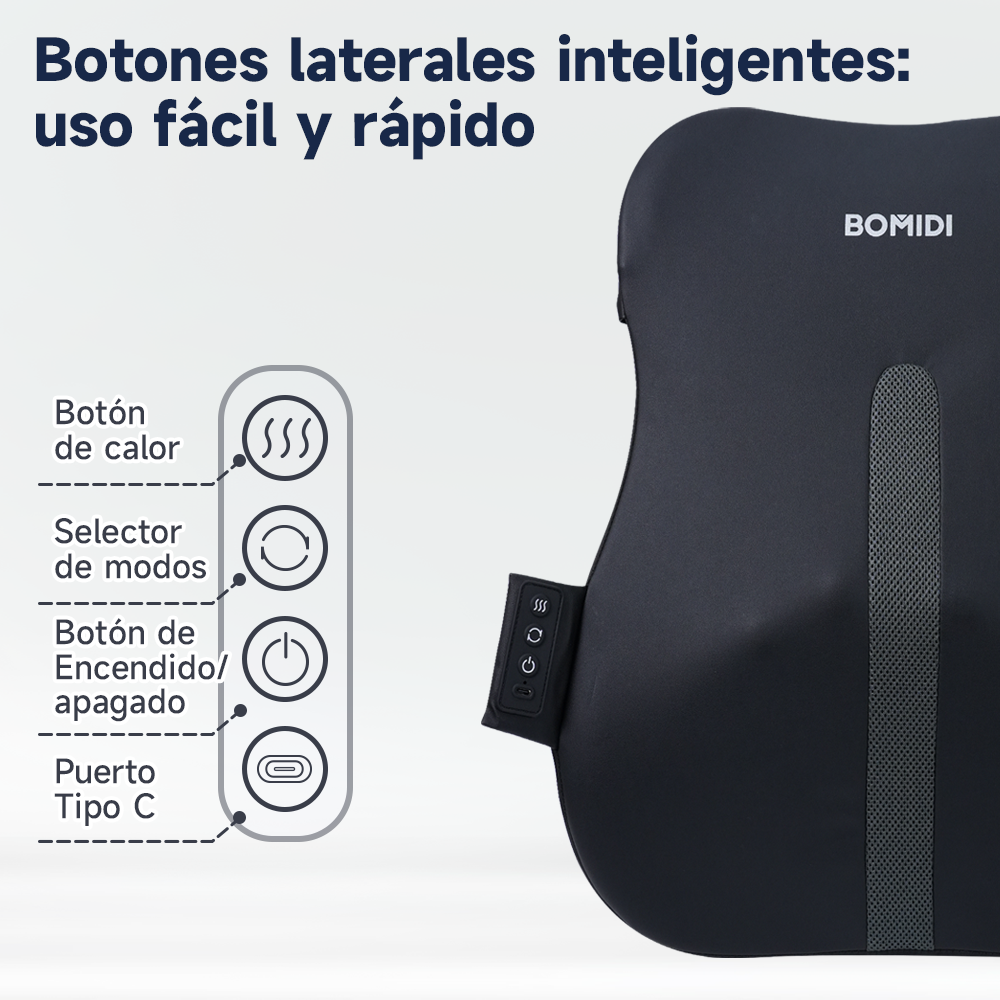 Soporte Masajeador Lumbar Bomidi BM01 | Ergonómico Ultra Delgado | Calor Terapéutico