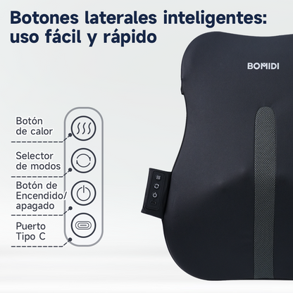 Soporte Masajeador Lumbar Bomidi BM01 | Ergonómico Ultra Delgado | Calor Terapéutico