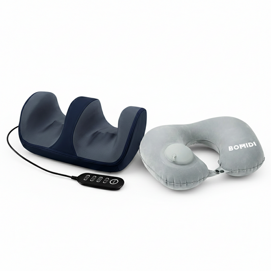 Masajeador de Pies FM2 Azul + Almohada De Cuello Inflable Bomidi U02 Gris