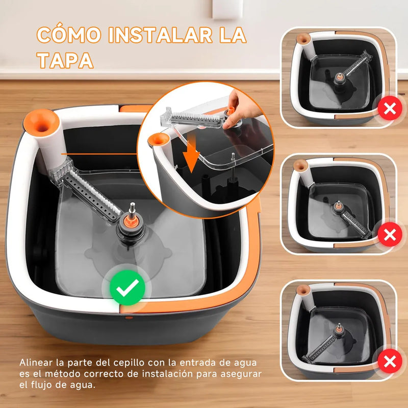 Trapeador Giratorio 3 en 1 M20 Gris | Drenaje 2 compartimentos