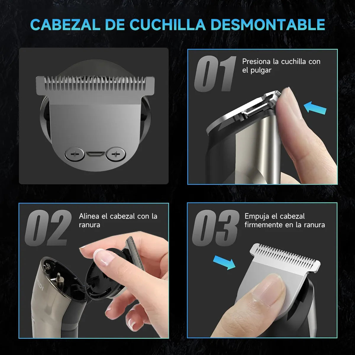 Combo: Afeitadora Eléctrica M3 Negro + Cortadora Profesional De Cabello 3 En 1 Bomidi | Recargables