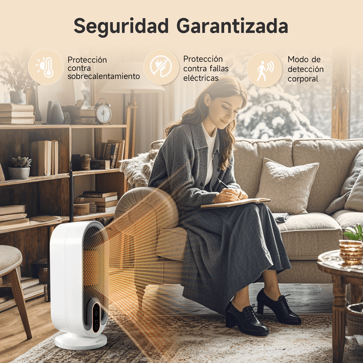 Calefactor Eléctrico H6 Bomidi Con 2 Modos y Temporizador