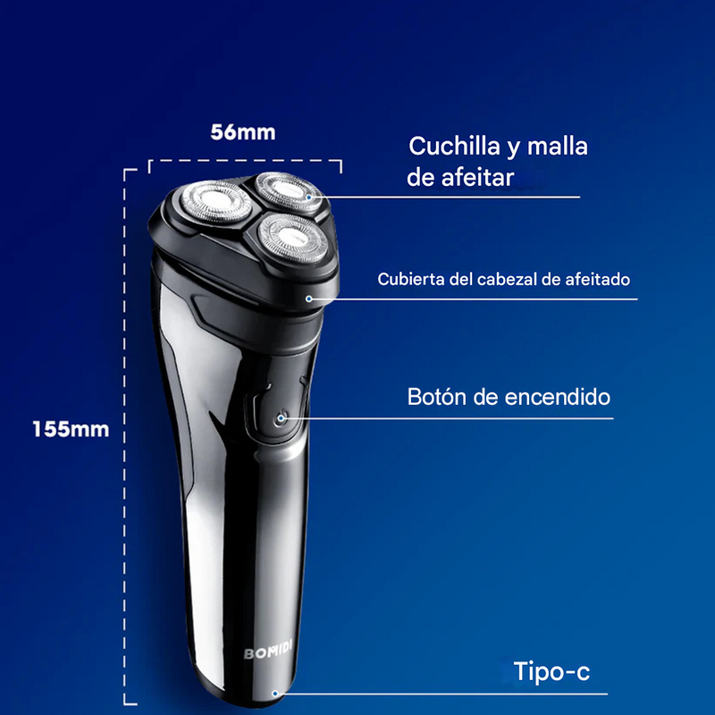 Afeitadora Eléctrica M3 Bomidi | Negro | Recargable 600 mAh