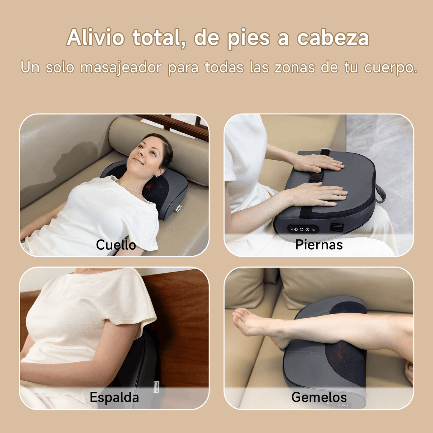 Almohada Masajeadora Inalámbrica Bomidi MP1 PRO | 3D Recargáble