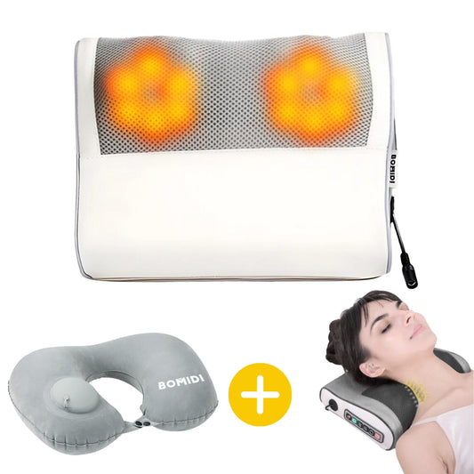 Combo especial: Almohada Masajeadora Multifuncional Blanca MP1 + Almohada de viaje