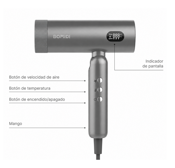 Secadora de Cabello Plegable Bomidi HD08