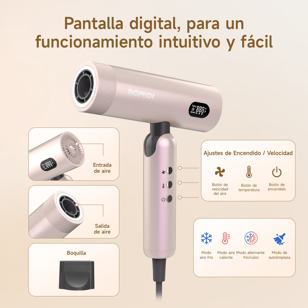 Secadora de Cabello Plegable Bomidi HD08