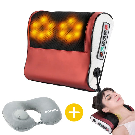 Combo especial: Almohada Masajeadora Multifuncional Roja MP1 + Almohada de viaje
